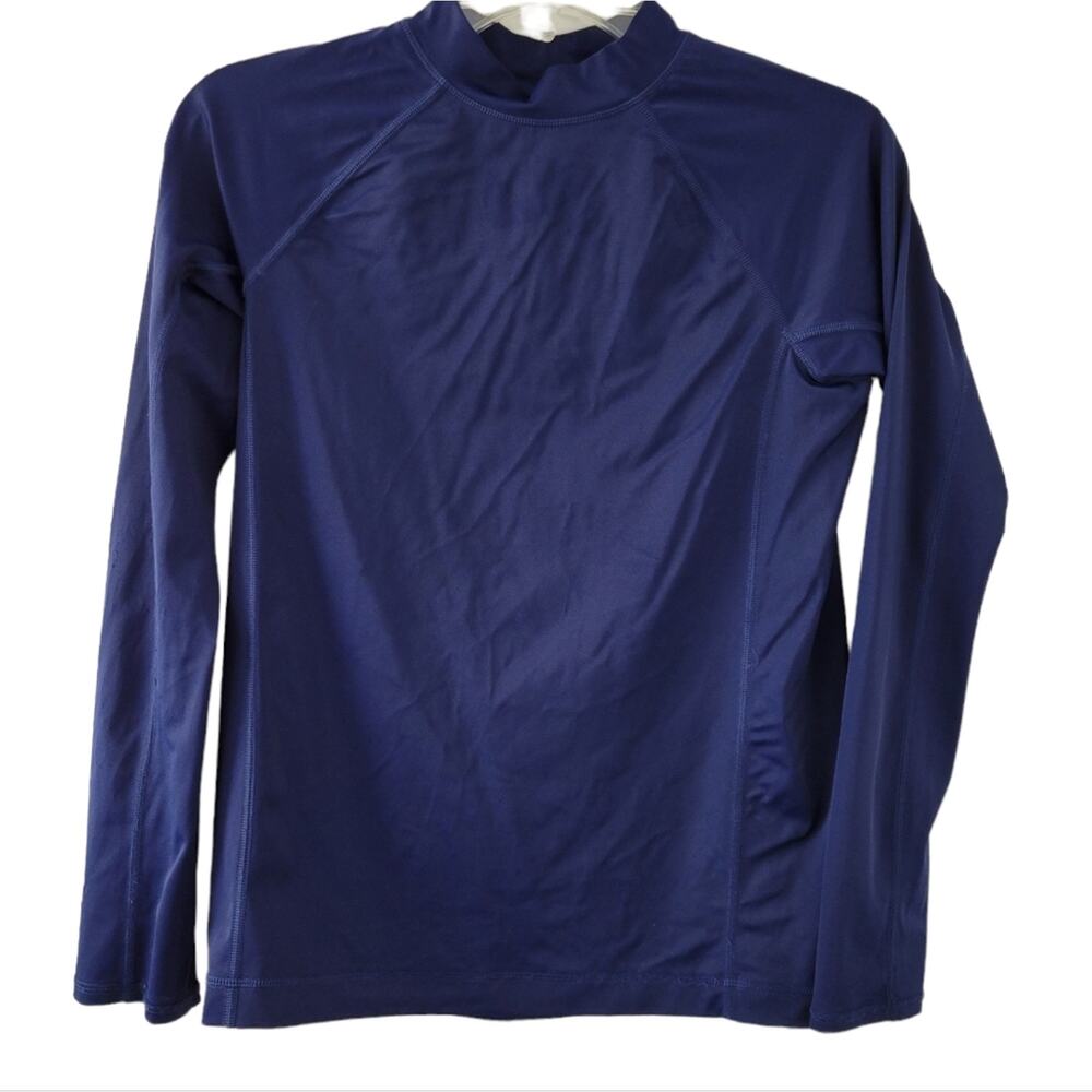 Lands' End Rashguard Medium 10-12 Kids Boy Girl Navy Blue Long Sleeve Swim Top